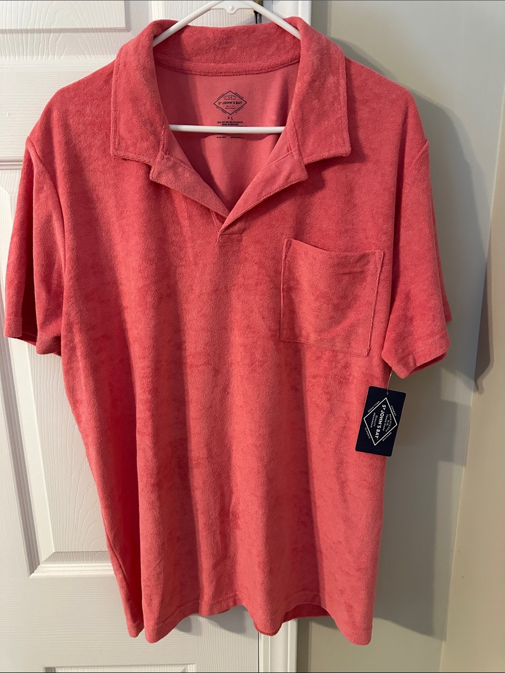 St. John's Bay Coral Terry Polo with Chest Pocket